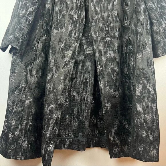 Eileen Fisher Black/Metallic Open Front Longline Jacket 3/4 Sleeve Size M - Picture 6 of 13